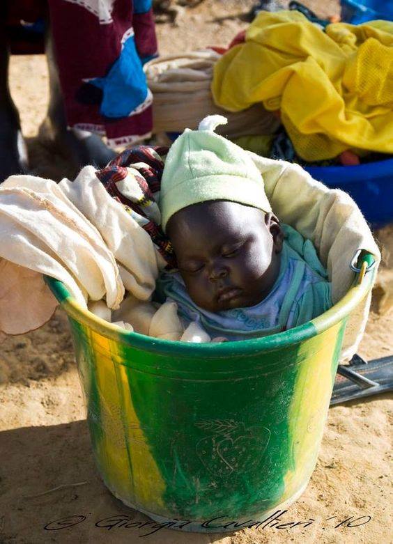 Baby in a bucket
