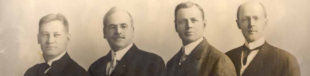 The first four Rotarians: Gustavus Loehr, Silvester Schiele, Hiram Shorey, and Paul P. Harris, circa 1905-1912.